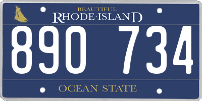 RI license plate 890734