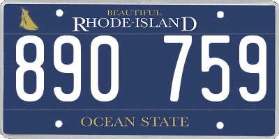 RI license plate 890759