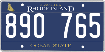 RI license plate 890765