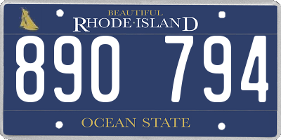 RI license plate 890794
