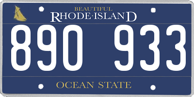 RI license plate 890933