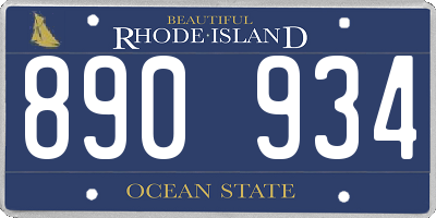 RI license plate 890934