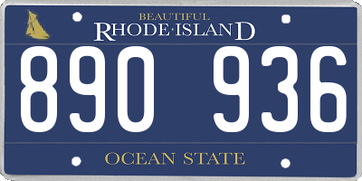 RI license plate 890936