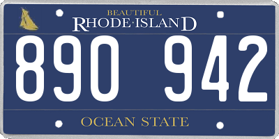 RI license plate 890942