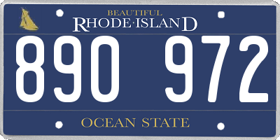 RI license plate 890972