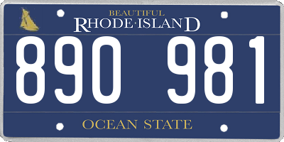 RI license plate 890981