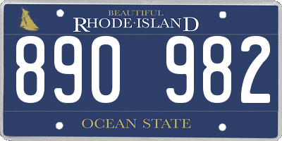 RI license plate 890982