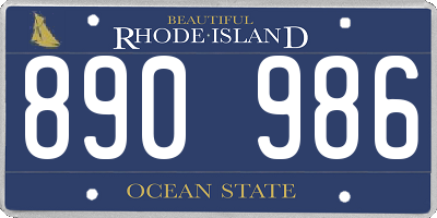 RI license plate 890986