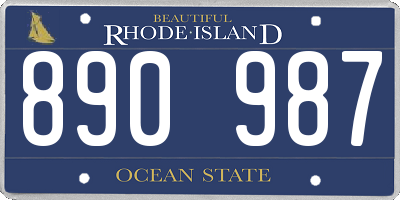 RI license plate 890987