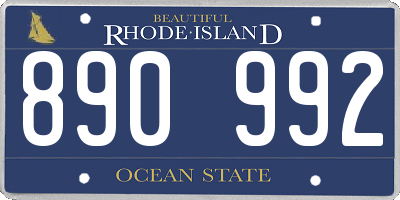RI license plate 890992