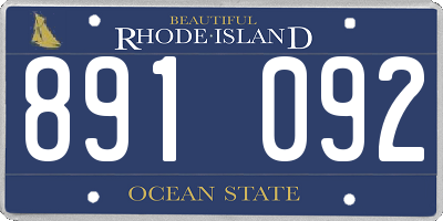 RI license plate 891092