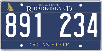 RI license plate 891234