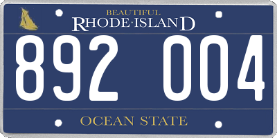 RI license plate 892004