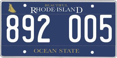 RI license plate 892005