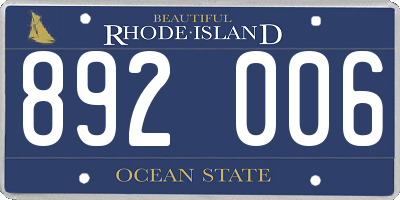 RI license plate 892006