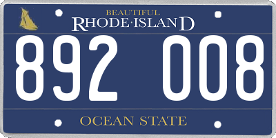 RI license plate 892008