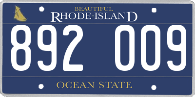 RI license plate 892009