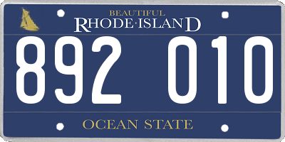 RI license plate 892010