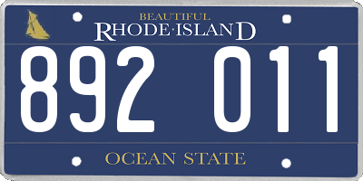 RI license plate 892011