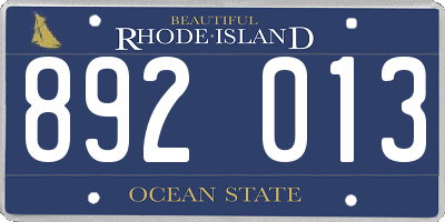 RI license plate 892013