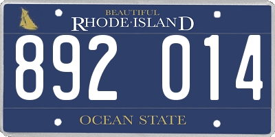 RI license plate 892014