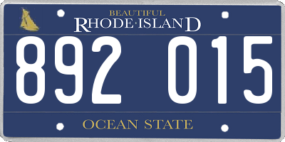RI license plate 892015