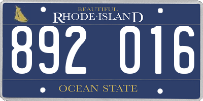 RI license plate 892016