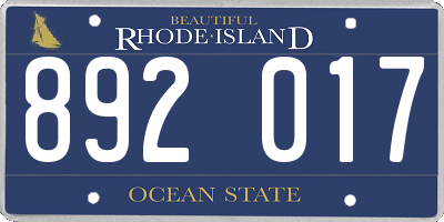 RI license plate 892017