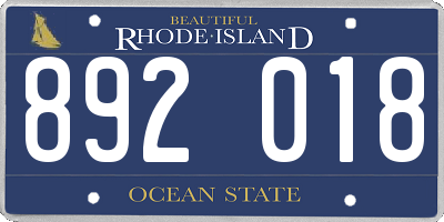 RI license plate 892018