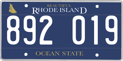 RI license plate 892019