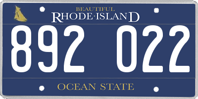 RI license plate 892022
