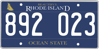 RI license plate 892023