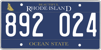 RI license plate 892024