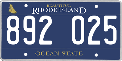 RI license plate 892025