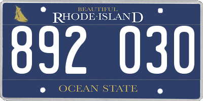 RI license plate 892030