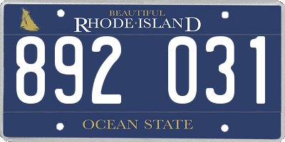 RI license plate 892031