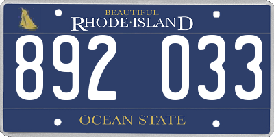 RI license plate 892033