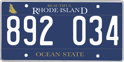 RI license plate 892034