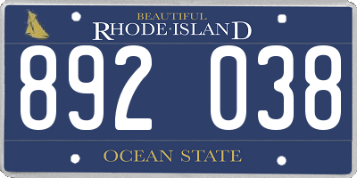 RI license plate 892038