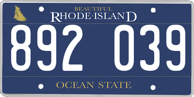 RI license plate 892039