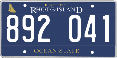 RI license plate 892041