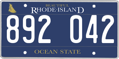 RI license plate 892042
