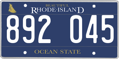 RI license plate 892045