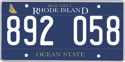 RI license plate 892058