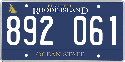 RI license plate 892061