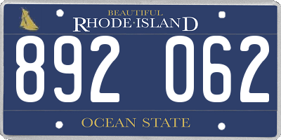 RI license plate 892062