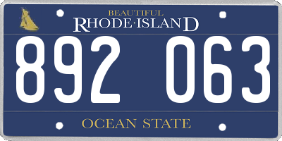 RI license plate 892063