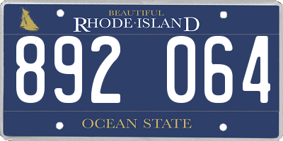 RI license plate 892064