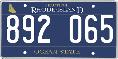 RI license plate 892065