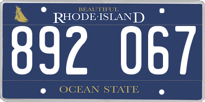 RI license plate 892067